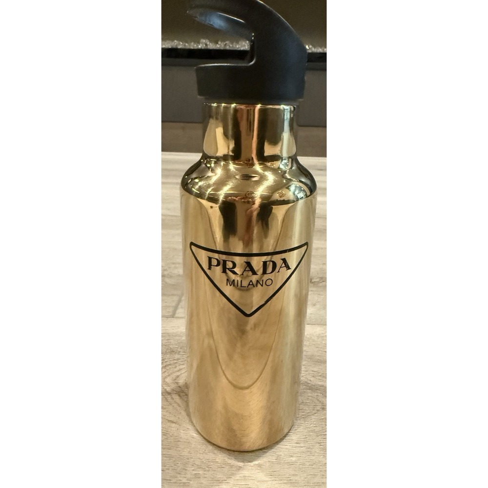 Gold Prada Water Bottle 500ml Stainless Steel Straw Lid Only